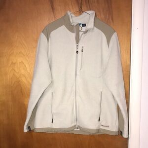 Eastern Mountain Sports Cream and Tan Fleece Jacket